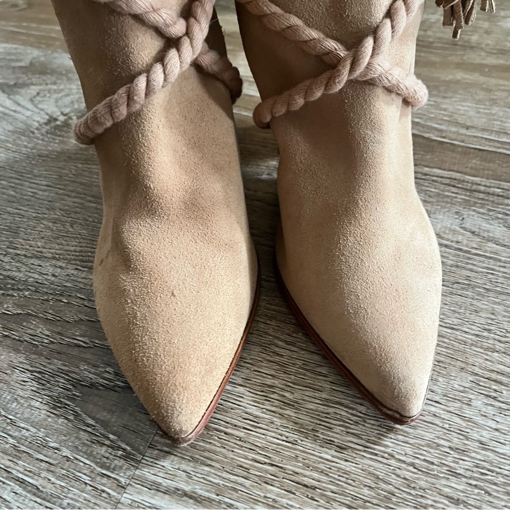 SCHUTZ Women 7.5 Nataly Cow Suede Honeycomb Rope Suede Boots Anthropology Brazil - Picture 9 of 9